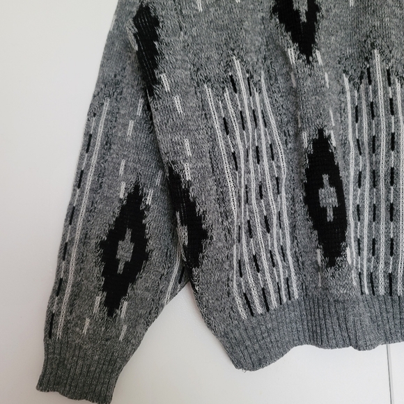 Vintage Knit Sweater Black Grey Size Large - Picture 2 of 10